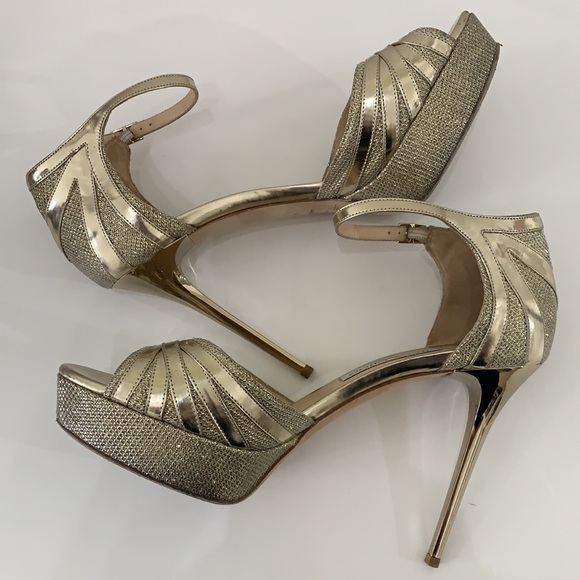 Jimmy Choo Gold Platform Heels Size 40.5 - Picture 8 of 12